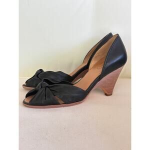 Corso Como Black Knotted Peep-Toe Wedge Heels